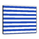 Horizontal Stripes - White and Cerulean Blue Canvas 20  x 16  (Stretched)