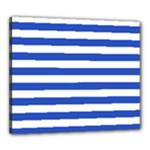 Horizontal Stripes - White and Cerulean Blue Canvas 24  x 20  (Stretched)