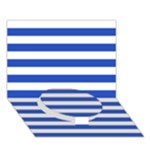 Horizontal Stripes - White and Cerulean Blue Circle Bottom 3D Greeting Card (7x5)