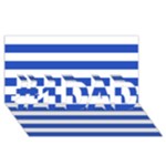 Horizontal Stripes - White and Cerulean Blue #1 DAD 3D Greeting Card (8x4)