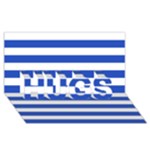 Horizontal Stripes - White and Cerulean Blue HUGS 3D Greeting Card (8x4)