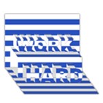 Horizontal Stripes - White and Cerulean Blue WORK HARD 3D Greeting Card (7x5)