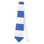 Horizontal Stripes - White and Cerulean Blue Necktie (One Side)