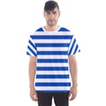 Horizontal Stripes - White and Cobalt Blue Men s Sport Mesh Tee