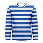 Horizontal Stripes - White and Cobalt Blue Men s Long Sleeve T-shirt