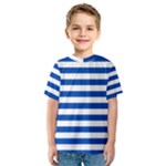 Horizontal Stripes - White and Cobalt Blue Kid s Sport Mesh Tee