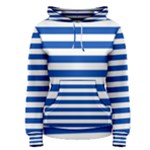 Horizontal Stripes - White and Cobalt Blue Women s Pullover Hoodie