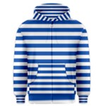 Horizontal Stripes - White and Cobalt Blue Men s Zipper Hoodie