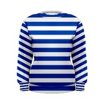 Horizontal Stripes - White and Cobalt Blue Women s Sweatshirt