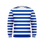 Horizontal Stripes - White and Cobalt Blue Kid s Sweatshirt