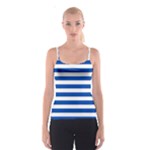 Horizontal Stripes - White and Cobalt Blue Spaghetti Strap Top