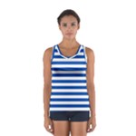 Horizontal Stripes - White and Cobalt Blue Women s Sport Tank Top