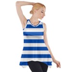 Horizontal Stripes - White and Cobalt Blue Side Drop Tank Tunic