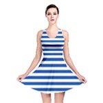Horizontal Stripes - White and Cobalt Blue Reversible Skater Dress