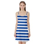 Horizontal Stripes - White and Cobalt Blue Satin Night Slip