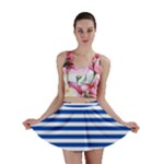Horizontal Stripes - White and Cobalt Blue Mini Skirt