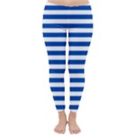 Horizontal Stripes - White and Cobalt Blue Winter Leggings
