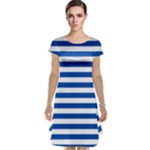 Horizontal Stripes - White and Cobalt Blue Cap Sleeve Nightdress