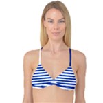 Horizontal Stripes - White and Cobalt Blue Reversible Tri Bikini Top