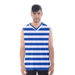 Horizontal Stripes - White and Cobalt Blue Men s Basketball Tank Top