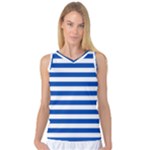 Horizontal Stripes - White and Cobalt Blue Women s Basketball Tank Top