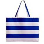 Horizontal Stripes - White and Cobalt Blue Zipper Mini Tote Bag