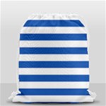 Horizontal Stripes - White and Cobalt Blue Drawstring Bag (Small)