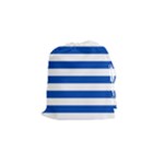 Horizontal Stripes - White and Cobalt Blue Drawstring Pouch (S)