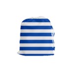 Horizontal Stripes - White and Cobalt Blue Drawstring Pouch (M)