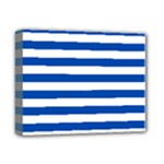 Horizontal Stripes - White and Cobalt Blue Deluxe Canvas 14  x 11  (Stretched)