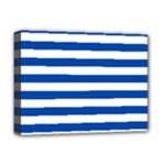 Horizontal Stripes - White and Cobalt Blue Deluxe Canvas 16  x 12  (Stretched)