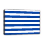 Horizontal Stripes - White and Cobalt Blue Deluxe Canvas 18  x 12  (Stretched)