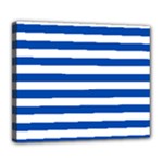 Horizontal Stripes - White and Cobalt Blue Deluxe Canvas 24  x 20  (Stretched)