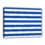 Horizontal Stripes - White and Cobalt Blue Canvas 16  x 12  (Stretched)