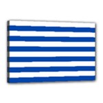 Horizontal Stripes - White and Cobalt Blue Canvas 18  x 12  (Stretched)