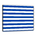 Horizontal Stripes - White and Cobalt Blue Canvas 20  x 16  (Stretched)