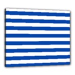 Horizontal Stripes - White and Cobalt Blue Canvas 24  x 20  (Stretched)
