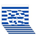 Horizontal Stripes - White and Cobalt Blue LOVE 3D Greeting Card (7x5)