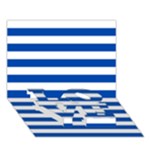 Horizontal Stripes - White and Cobalt Blue LOVE Bottom 3D Greeting Card (7x5)