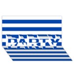 Horizontal Stripes - White and Cobalt Blue PARTY 3D Greeting Card (8x4)