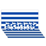 Horizontal Stripes - White and Cobalt Blue SORRY 3D Greeting Card (8x4)