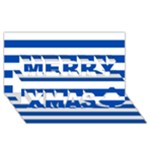 Horizontal Stripes - White and Cobalt Blue Merry Xmas 3D Greeting Card (8x4)