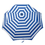 Horizontal Stripes - White and Cobalt Blue Folding Umbrella