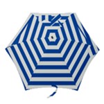 Horizontal Stripes - White and Cobalt Blue Mini Umbrella