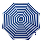Horizontal Stripes - White and Cobalt Blue Hook Handle Umbrella (Small)