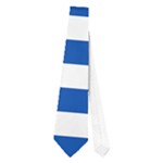 Horizontal Stripes - White and Cobalt Blue Necktie (One Side)