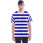 Horizontal Stripes - White and Dark Blue Men s Sport Mesh Tee