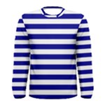 Horizontal Stripes - White and Dark Blue Men s Long Sleeve T-shirt