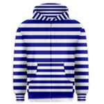 Horizontal Stripes - White and Dark Blue Men s Zipper Hoodie