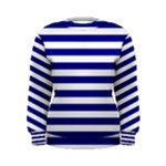 Horizontal Stripes - White and Dark Blue Women s Sweatshirt